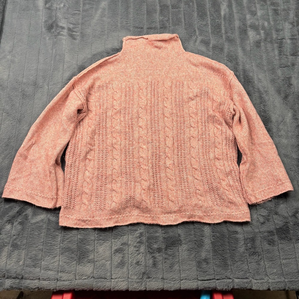 a.n.a A New Approach Pink Marl Cable Knit Mock Neck Sweater Womens Large